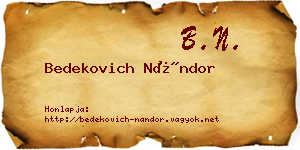 Bedekovich Nándor névjegykártya